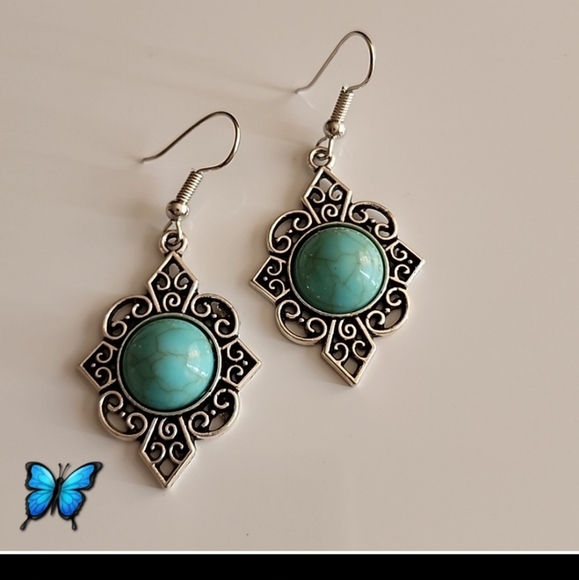 Boho  Tribal Turquoise  EARRINGS EP - Picture 1 of 5